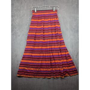 Robert Haik Silk Maxi Skirt Striped Colorful Vintage Size 11 Euro 42